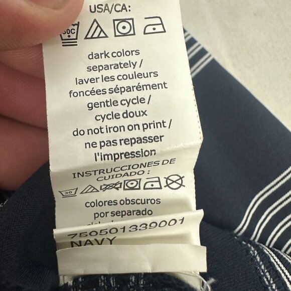 Chaps Mens Size XL Stay-Dry Navy Striped Polo Shirt - Picture 5 of 7